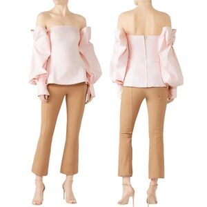 ADEAM Pink Off Shoulder Bow Long Sleeve Bustier Top (Sz 2)